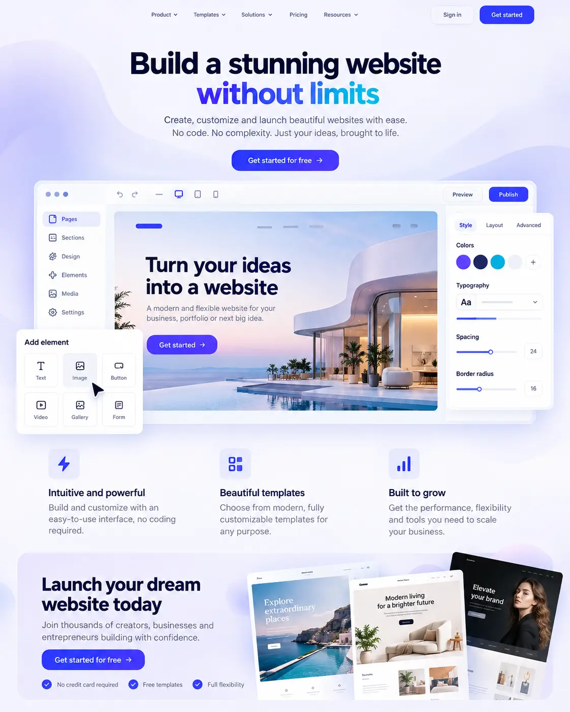 Website builder preview